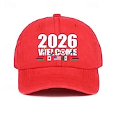 お買い得  ワールドサッカーの試合2026-サッカーワールドカップ メキシコ アメリカ カナダ 2026 ベースボールキャップ、サッカーグラフィックレタープリントハット（男女兼用）、調節可能なアウトドアスポーツキャップ、カジュアルサンハット