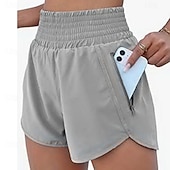cheap Athletic Shorts-Women's Athletic Shorts Shorts Summer Shorts Beach Shorts Vacation Fashion Casual Daily Short High Waist Elastic Waistband Asymmetric Zipper Pocket Comfort Quick Dry Soft Micro-elastic Streetwear