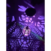 abordables Éclairages pour allées-Lanterne suspendue d'extérieur à projection solaire baroque en métal creux, étanche, avec éclairage LED pour jardin, cour, allée, pelouse, terrasse, fête, vacances, ambiance chaleureuse, violet