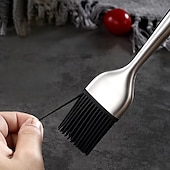 voordelige Grills voor buiten koken-2PCS Heavy-Duty Stainless Steel Silicone Basting Brush with Ergonomic Handle - Non-Stick and Heat-Resistant, Suitable for Barbecue, Baking, Cooking, Grilling, Pancakes, Waffles, Barbecue Accessories