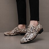 billiga Derby skor-Herrskor med leopardmönster, konstläder, snygga och eleganta, perfekta för bröllop, fester och formella tillfällen