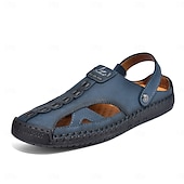 economico Sandali casual-Sandali da uomo bianchi in similpelle – calzature estive casual, cinturino regolabile, scarpe da esterno per resort e vacanze