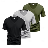 billiga grundläggande t-shirts-Herr T-shirt T-tröja Kortärmad V-hals Sommar Vår Slät Designer Grundläggande Modernt Modernt 3 st Ledigt Semester Gata 8# 9# 4# Topp t-shirt för män