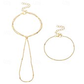cheap Bracelets &amp; Bangles-Layered Thick Chain Vintage Theme Fashion Alloy Bracelet Jewelry Silver / Gold For Daily Gift Holiday