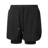 お買い得  ランニングショーツ-男性用 ランニングショーツ アスレチックショーツ ジムショーツ ドローストリング ポケット 2 イン 1 コンプレッションライナー付き ショートパンツ カジュアル 日常 アウトドア 夏 春 速乾性 ライトウェイト 吸汗性 ジムトレーニング 屋外 アスレチック レギュラー スポーツウェア アクティブウェア ブルー ブラック カモフラージュ