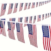 baratos 250º Aniversário dos EUA-Cordões com bandeiras patrióticas dos EUA – 20/40 mini bandeiras americanas para sala de aula, jardim &amp;4 de julho, Dia da Independência, 250º aniversário, decorações do Dia da Memória