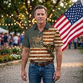  Blouse / Shirt Geometic Independence Day Retro Vintage 1970s Short Sleeves for Men's Adults'  for 4th of July Party Independence Day