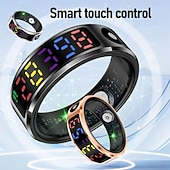 abordables Bagues Intelligentes-Suivi d'activité Smart Ring moniteur d'activité haute précision avec écran LED accessoire de santé intelligent étanche bague de suivi de sommeil et de sport pour hommes et femmes connectée par