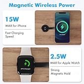 baratos Carregadores Sem Fio-Estação de carregamento sem fio dois em um - estação de carregamento portátil dobrável eletromagnética de carregamento rápido - adequada para iPhone 16, 15, 14 Pro, Apple Watch e AirPods.