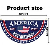 billiga 250:e årsjubileum-2PCS U.S. 250-årsjubileumsflagga 1,5X3 FT 1776-2026 Fläktflaggor Patriotiska stjärnor gårdsskyltar hängande dekoration för utomhus ytterdörr veranda välkomnande bakgrund med mässingsöglor