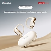 お買い得  オープンフィットイヤフォン-Lenovo オープンイヤークリップオンワイヤレスイヤホン、Bluetooth 5.4ヘッドホン、充電ケース付き、再生時間20時間、コンパクト &amp;パワフルなサウンド、内蔵マイク、スポーツやワークアウトに最適な快適なフィット感のイヤホン。男女兼用。