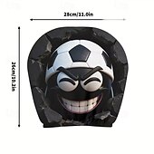 voordelige 250e Verjaardag-2 stuks grappige hoofdsteunhoezen met voetbalhoofd-uitdrukking voor in de auto, gemaakt van non-woven polyester, universele pasvorm, wasbaar, eenvoudig te installeren, perfect voor roadtrips of
