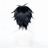 cheap Anime Wigs-Ocean Adventurer Short Black Spiky Anime Wig For Cosplay Party