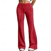 abordables Pantalones de pierna recta-Mujer Pantalones de Deporte Pantalones Pantalones de verano Pantalones casuales Vacaciones Moda Casual / Diario Longitud total Alta cintura Plano Correa Cintura elástica Pierna recta Comodidad Suave