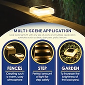 baratos Candeeiros Luzes de Exterior-Conjunto de 2 postes de luz solar para cerca, à prova d'água, com energia solar e luz branca quente, ideais para iluminação de jardins, pátios e varandas.