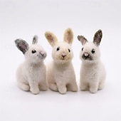  3 יחידות ארנבון לבד מחט ריאליסטי, בובת פרווה מיניאטורית מצמר בעבודת יד, מתנה רכה ומציאותית לחג אביב לילדים פעוטות, ארנבון לבן קטן לעיצוב הבית