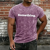  Tricou vintage bărbătesc violet, spălat acid, cu mesajul „something”. Tricou minimalist cu un singur cuvânt, grafic, lavabil mineral, culoare prună, bumbac învechit, streetwear, mărimea S-4XL