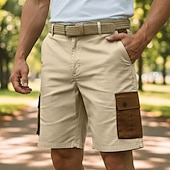 economico Vacanza-Per uomo Pantaloncini cargo Shorts Shorts di Lino Pantaloncini Estivi Patchwork Tasca Blocco di colori Comodità Traspirante Corto Casuale Quotidiano All'aperto Moda Designer Verde Cachi Inelastico