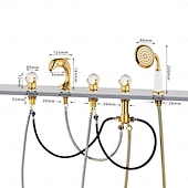 cheap Bathtub Faucets-Basin Faucet Basin Faucet, Total Brass Dolphin Bathroom Faucet, Widespread Sink Faucet, 5 Hole Hot and Cold Water Tap