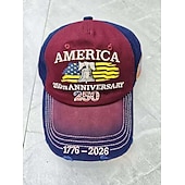  Unisex 250th/independence Hat Baseball Cap Portable Breathable Daily Outdoor Street Embroidery Flag