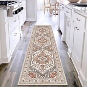 cheap Runner Rugs-Persian Ethnic Style Corridor Rug Faux Cashmere Durable Non-Slip Bedroom Bedside Mat Easy-to-Clean Living Room Carpet