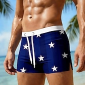  Муж. 4 июля — 250-летие США Флаг США Обтягивающие длинные шорты Купальные шорты Пляжные шорты Нормальная Патриот на открытом воздухе Праздники Кулиска с сетчатой подкладкой Эластичная талия Дизайнер