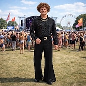 halpa Asusteet-Setti Retro / vintage 1970 luku Pusero / hame Housut Pitkähihainen Hippi Disko Naamiaispuku Miesten Halloween Karnevaali musiikkifestivaali Retro-teemaiset juhlat Aikuisten Pusero Housut