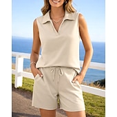 abordables Chándales-Mujer Tracksuit Conjuntos de chándal tipo jersey Pantalones cortos deportivos Correa con bolsillo Color sólido Conjunto de ropa deportiva Verano Primavera Negro Rosa Entrenamiento de gimnasio Correr