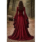  中世 ルネッサンス ドレス ファンシーコスチューム 長袖 魔女 バイキング 仮装 女性用 セルティック ファンタジー ハロウィーン カーニバル 性能 LARP レンフェア 成人 ドレス