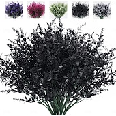  8 חבילות צמחים מלאכותיים לבנדר שיחים מזויפים פרחי עציץ תלוי עמיד בפני UV פלורה גדר פנים וחוץ עיצוב שולחן חתונה סידור פרחים זר מילוי