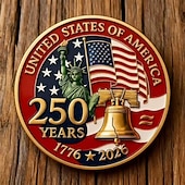 baratos 250º Aniversário dos EUA-Moeda comemorativa do 250º aniversário dos EUA, moeda de desafio do Dia da Independência dos EUA (1776-2026), moeda colecionável patriótica com águia, sino da liberdade e Estátua da Liberdade.