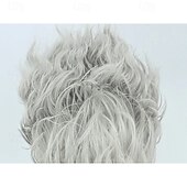 お買い得  アニメウィッグ-コスプレパーティー用のループバング付きオーシャンアドベンチャーシルバーホワイトふわふわアニメウィッグ