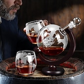 economico Attrezzatura da bar-Set di decanter per whisky da uomo, set di decanter a globo per whisky con 2 bicchieri da whisky a globo incisi per liquori, bourbon, cocktail, vodka, scotch - set di decanter per liquori da 850 ml