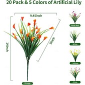 billige Kunstig blomst-20 bunter med kunstige calla liljer til utendørs bruk, kunstige planter UV-bestandige kunstige plastblomster til innendørs blomsterkasse, veranda, sommer, kirkegård, vårdekor (fargemiks)