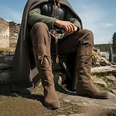 abordables Calzado-Retro Antiguo Medieval Renacimiento Zapatos Botas Caballero Vikingo Cruzado Disfraz Hombre Vikingo Pirata Víspera de Todos los Santos Carnaval Mascarada Rendimiento LARP Feria Ren Adulto Zapatos