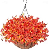 economico Fiore finti-Fiori artificiali pendenti con cestino, piante finte pendenti con fiori di seta artificiali resistenti ai raggi UV per esterni e interni, primavera estate, portico, patio, balcone, giardino,