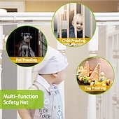 economico Articoli per la casa-Rete di protezione per bambini, rete di sicurezza per neonati, barriera in rete per ringhiera delle scale da 3 x 0,9 metri per bambini, gatti, cani, protezione per ringhiera di sicurezza per bambini