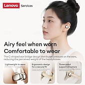 baratos Fones de ouvido abertos-Fones de ouvido sem fio Lenovo com clipe de orelha aberto, Bluetooth 6.0, estojo de carregamento, 25 horas de reprodução, compactos. &amp;Som potente, microfone embutido, fones de ouvido confortáveis para