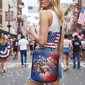 cheap Accessories-Women's Polyester Flocked Crossbody Bag with Adjustable Strap, Patriotic 250th Anniversary &amp; Independence Day Design, Perfect for Daily Casual Use and American Celebration Events
