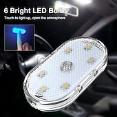 baratos Luzes decorativas-Conjunto de 1 conjunto de luzes LED internas sem fio para carro, luzes coloridas para interior de carro com 6 LEDs brilhantes, luz noturna LED interna portátil recarregável via USB para decoração de carro.