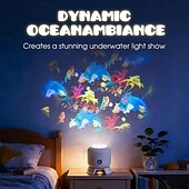 baratos luzes do projetor de galáxia estrela-Projetor de luz LED dinâmico e giratório, com rotação de 360°, recarregável via USB, com padrões dinâmicos de flocos de neve, oceanos e Natal para quarto, banheiro e corredor.