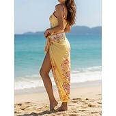 preiswerte Einteilige Badeanzüge-Damen Badeanzug Einteiler Zweiteilig Monokini Rock Bademode Bauchkontrolle Hohe Taille Schlank Rückenfrei Urlaub Strandbekleidung Blumen V Ausschnitt Ärmellos Badeanzüge