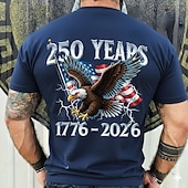  2026. július 4. 250. emléknap Férfi 3D Nyomtatott US Zászló Kerek nyakú Rövid ujjú Póló Napi Utca