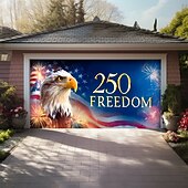 billige Garasje- og dørbanner-4. juli 2026 250-års minnedag 250 Frihet Bald Eagle Amerikansk flagg fyrverkeri Garasjeport banner utendørs patriotisk dekorasjon uavhengighetsdag 4. juli feiring bakgrunn