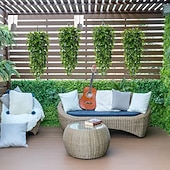 levne Umělé rostliny a zeleň-Sada 4 umělých závěsných rostlin, umělé závěsné rostliny, umělé závěsné rostliny eukalyptu, UV odolné plastové rostliny pro vnitřní a venkovní použití, stěnu, svatbu, terasu, verandu, dekoraci