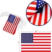 billiga U.S. 250-årsjubileum-patriotisk amerikansk flagga vimpel banderoll, 50 flaggor 46 fot små mini amerikanska flaggor vimpel för 4 juli självständighetsdagen, 250-årsjubileum, minnesdagsfestdekorationer