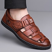 abordables Sandales décontractées-Chaussures d'été décontractées pour hommes en similicuir – tige ajourée respirante, confort sans lacets, semelle souple et légère, parfaites pour les vacances, la plage, les séjours en station balnéaire et les tenues décontractées du quotidien.