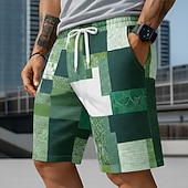 economico Stampa Geometrica-Per uomo Blocco di colori Patchwork Griglia / Plaid Costumi da bagno Pantaloncini da mare Pantaloncini da Surf Misura del girovita medio Moda Casual All'aperto Vacanza Abbigliamento Quotidiano Tasche