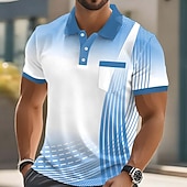 voordelige Heren Geometrisch Polo-Voor heren Abstract Meetkundig Poloshirts Korte mouw Poloshirt Overhemden met kraag Casual Buiten Sportkleding Alledaagse kleding 3D-afdrukken Knop Lente zomer blauw Rood Paars