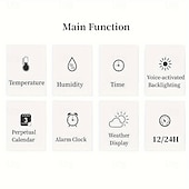 cheap Testers &amp; Detectors-Intelligent Multi-function Voice-controlled Digital Weather Clock With Backlight, Temperature And Humidity Measurement, Weather Forecast, Electronic Clock, And Alarm Clock